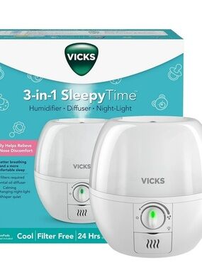 Vicks 3-in-1 Humidifier Box - White & Teal Packaging